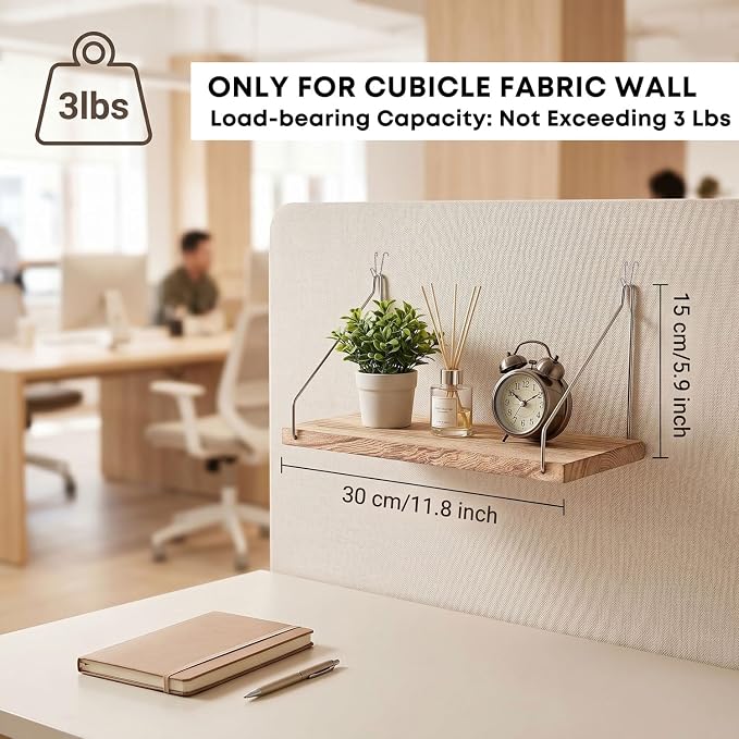 Fabric Wall Cubicle Shelf with Hooks - Image 2
