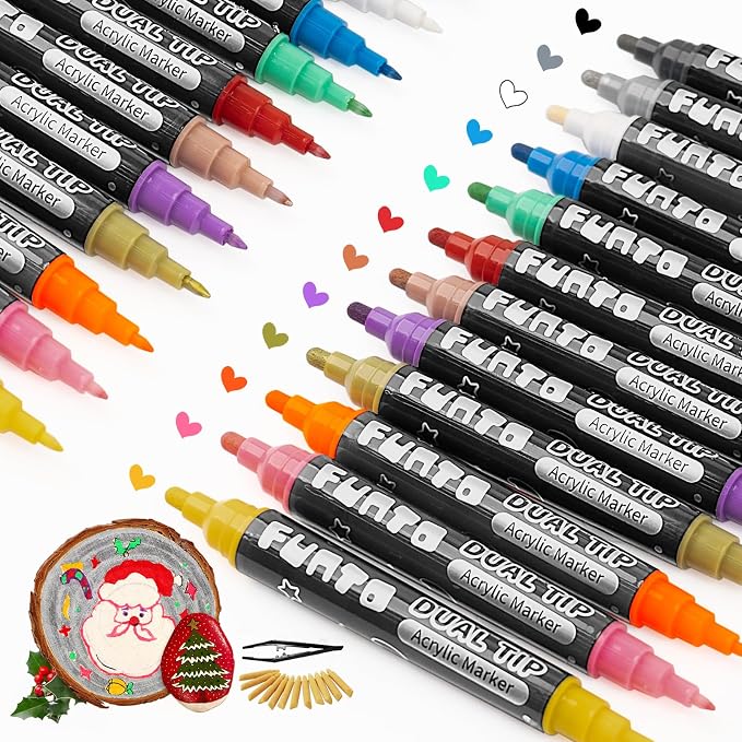 Funto Dual Tip Acrylic Paint Markers, Paint Pens by FUNTO