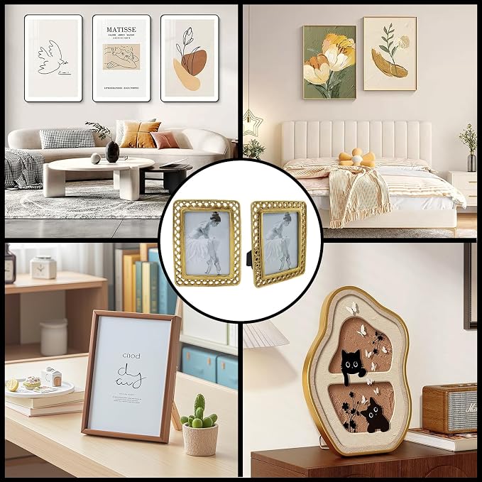 Coshar Gold Picture Frames 7 Inch Resin Table Frame 5x7 | Rustic, Table Top - Image 4