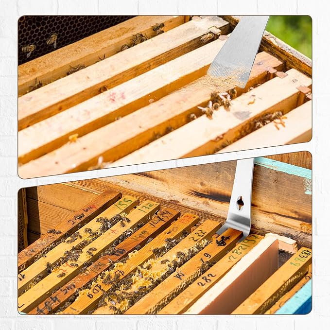 3PCS Pry Bar Scraper, Stainless Steel Bee Hive Tool Small Flat Pry Bar Beekeeping Hive Scraper, Mini Pry Bar Tool Metal Crowbar Nail Trim Puller Removal Hand Tool for Beekeeper Beekeeping Equipment