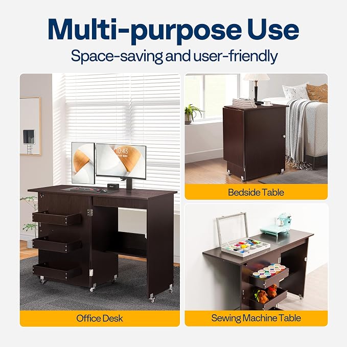 VIVOHOME Folding Sewing Table for Sewing Machine, Sewing Desk - Image 2