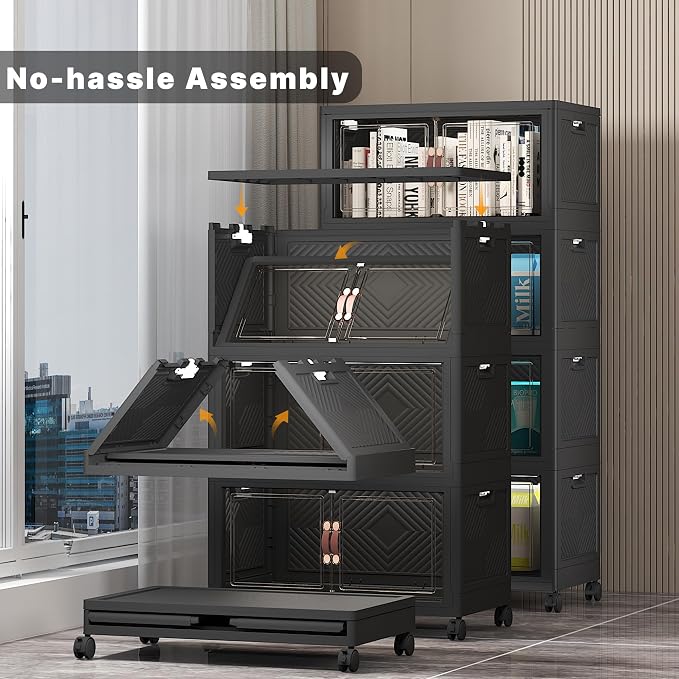 UAMFURI Stackable Storage Bins, 220QT Collapsible Drawers - Image 4
