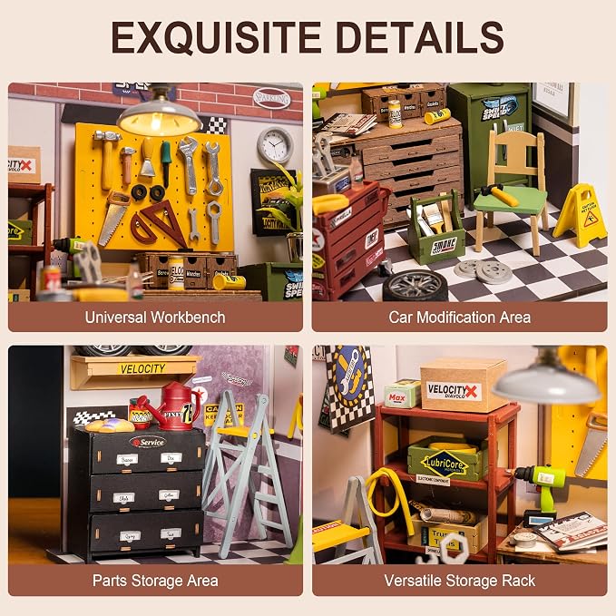 ROBOTIME Miniature House Kit DIY Mini Garage Workshop Tiny Model House Building - Image 2