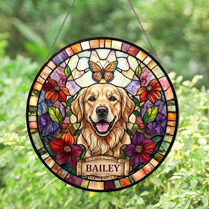 Personalized Dog Stain Glass Suncatcher, Pet Portrait Hanging Gifts, Dog - Image 5