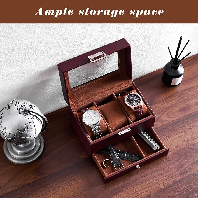 ProCase Watch Box, 3 Slot Watches Display Case - Image 2