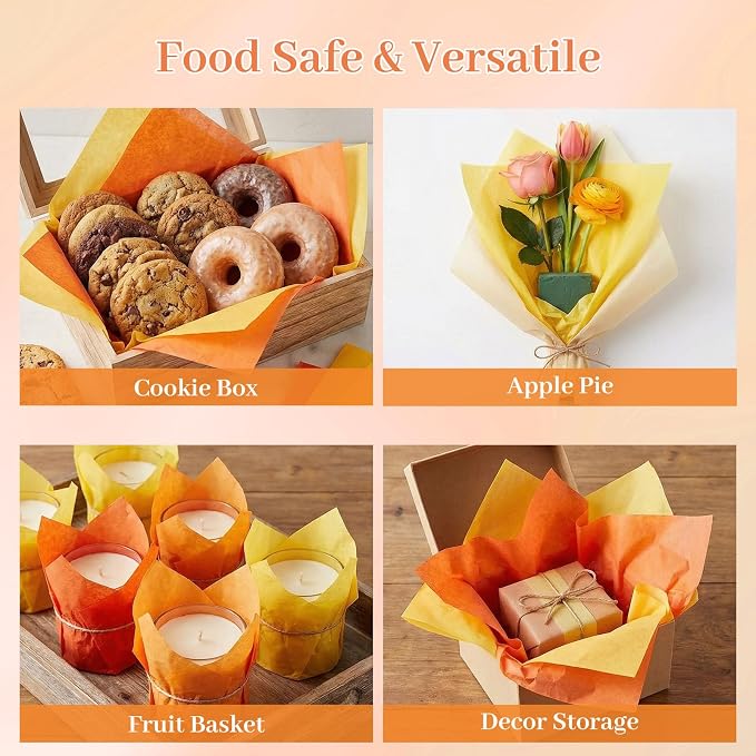 Shindel 330 Sheets Orange Yellow Tissue Paper - Image 7