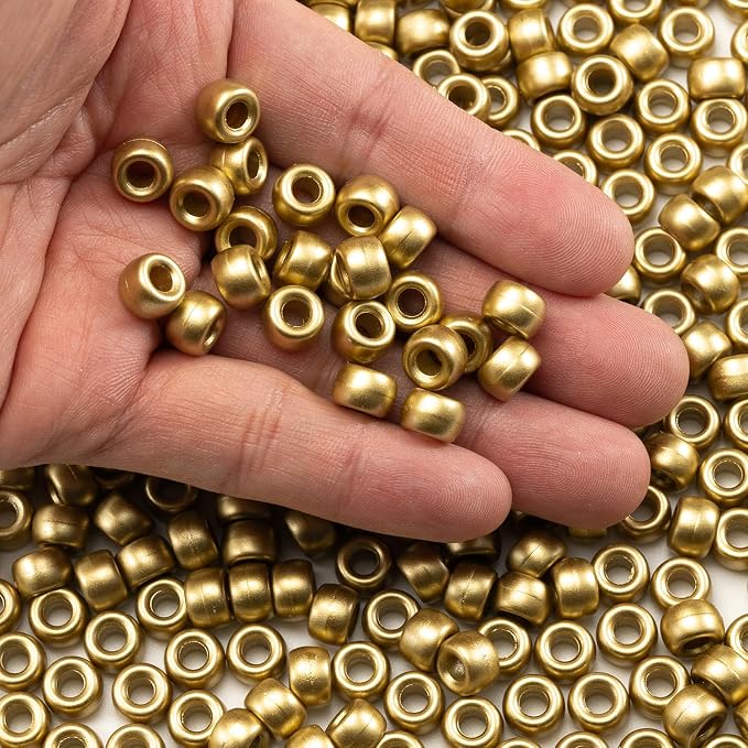 Gxueshan 1000 Pcs Acrylic Gold Pony Beads 6x9mm Bulk - Image 3