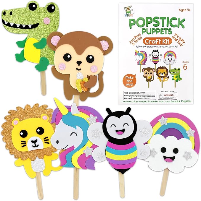 VKPI Make 6 Popstick Puppets Craft Kits by VKPI