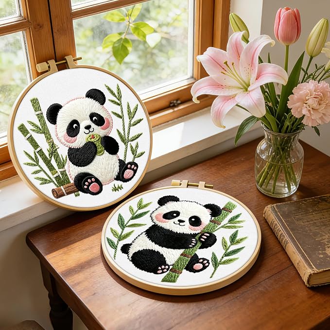 ERKOON Embroidery Kit for Beginners, 2 Set Flower Cross Stitch Set Include - Image 2