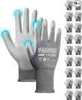 PACIFIC PPE Work Gloves PU Coated-18 Pairs, Touchscreen Working Gloves for Men and Women, Mechanic Gloves, Lightweight, Grey, 2X-Large
