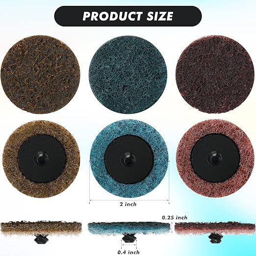 Macarrie 150 Pcs 2 Inch Surface Conditioning Discs Medium Sanding Grit Quick Change Sanding Discs Die Grinder Accessories for Surface Strip Grind Polish Burr Finish