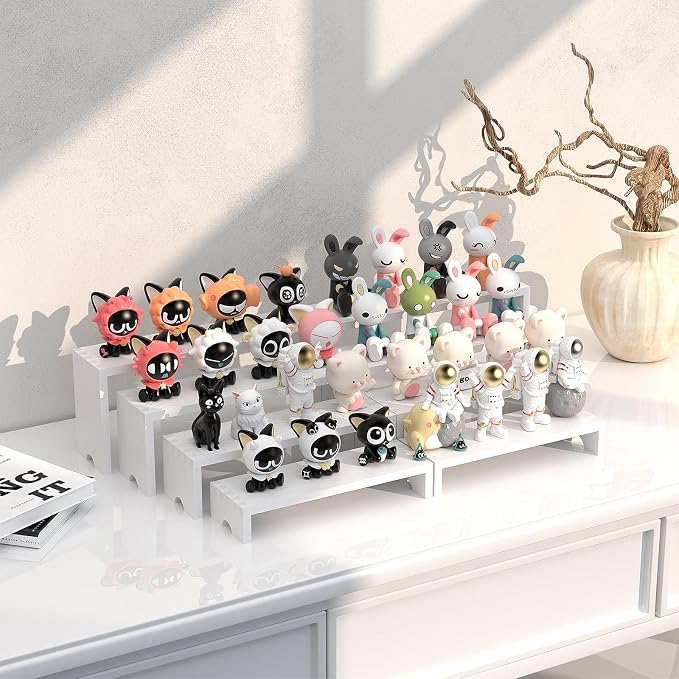 2 Set White Wood Tiered Riser Display Stands - Image 4