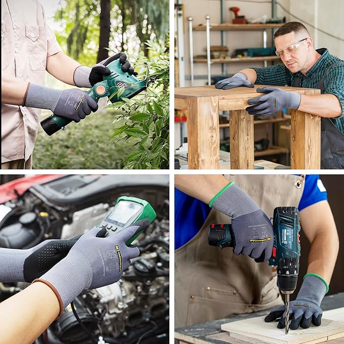 Tarantula Safety Work Gloves MicroFoam Nitrile Coated 24 Pairs,Endurance Seamless Knit Nylon,Dots on Palm,Dot Grip Gloves,X-Lagre