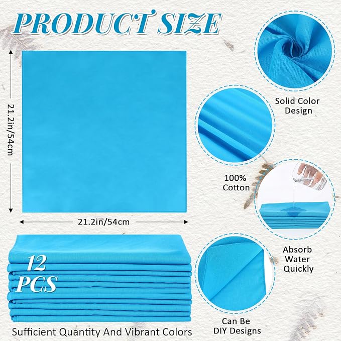 Suhine 100% Cotton Solid Bandanas Blank Bandanas Multifunctional Headband Scarf - Image 2