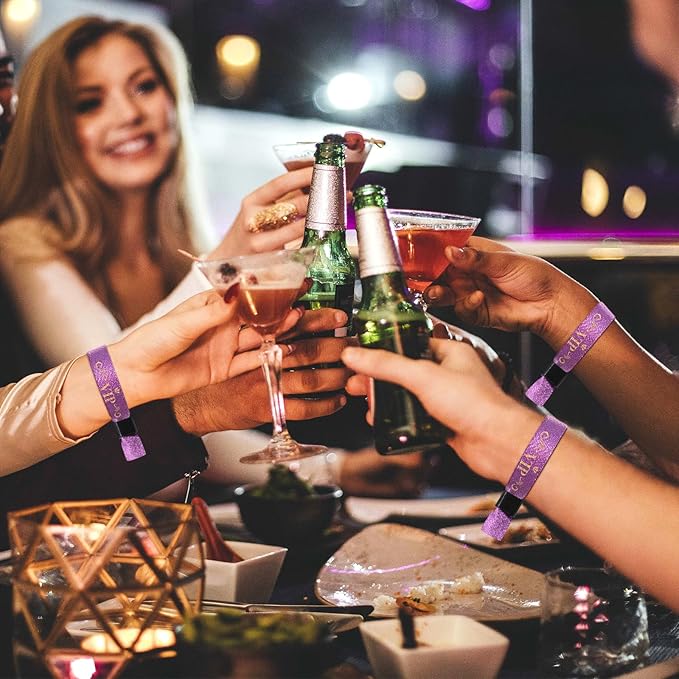 100 Pcs VIP Cloth Event Wristband, Disposable VIP Wristbands for Events, Colored VIP Wristbands Events,for Lightweight Concert,Club Entrance Wrist Strap Party Wristband Event (Color : Purple)