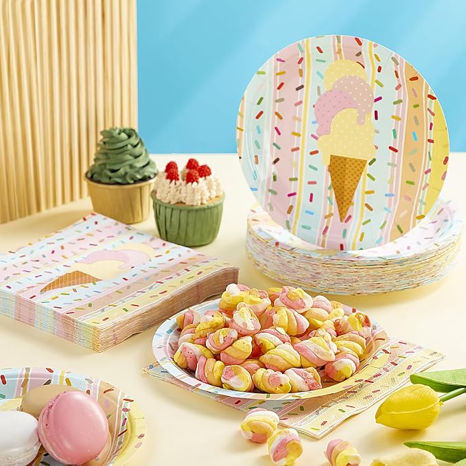 Zhehao 120 Pcs Disposable Paper Plates and Napkins Bulk Birthday Party - Image 3