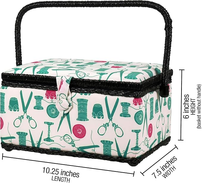 SINGER 07271 Basket with Sewing Notions Kit & Removable Tray-Vintage Spools - Image 6