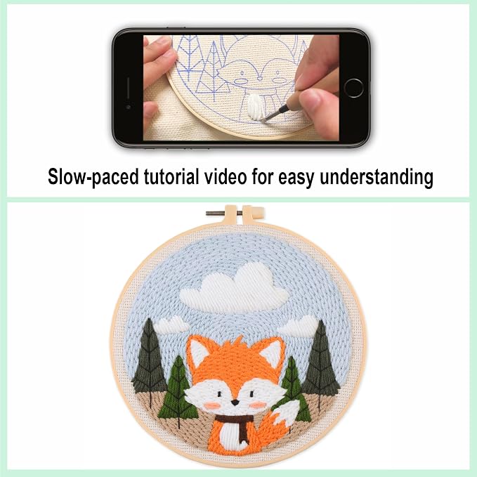 Myfelicity Punch Needle Kit for Beginners – Fox Pattern, Includes Threads & - Image 2