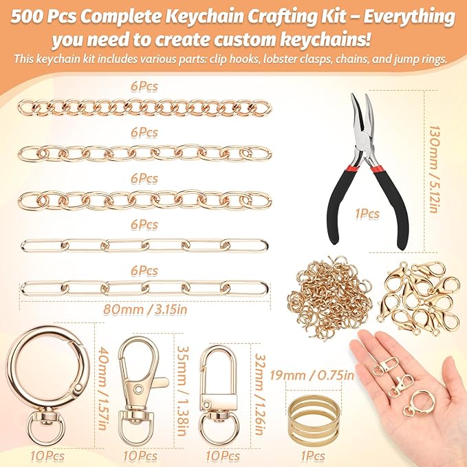500Pcs Charms Lip Gloss Keychain Making Kit, DIY Craft Supplies - Image 3