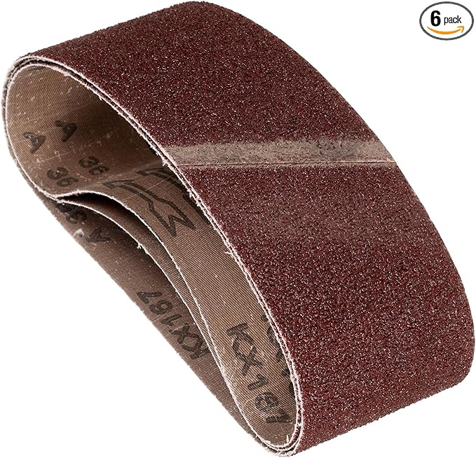 6 Pcs Sanding Belts 3 x 21 Inch 36 Grit Aluminum Oxide Abrasive Sandpaper for Belt Sander Metal Grinding Wood Working Weld Rust Removal