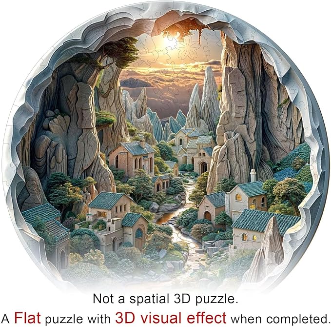 Wooden Puzzles Adults, 3D Cave Forest Puzzle 200 Pieces, Unique Animal Shaped - Image 2
