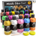 Nicpro 18 Colors Metallic Fabric Paint Permanent Soft Fabric Paint by Nicpro