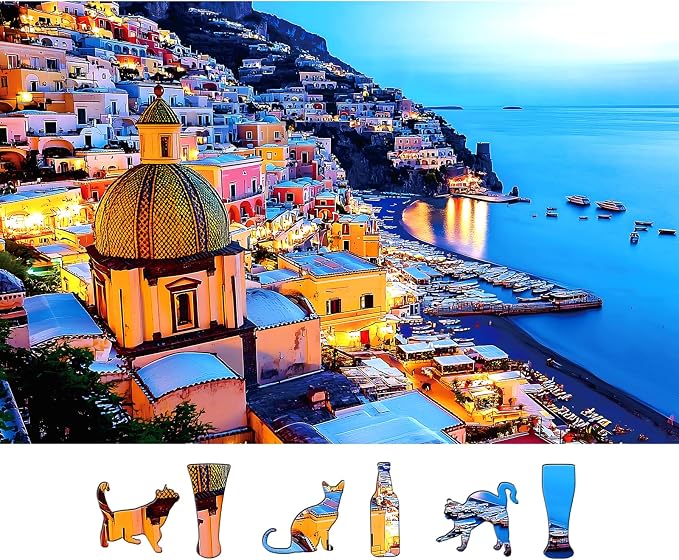 MINIWAN 500 Piece Puzzle for Adults Positano Dusk 23"x15" | Rustic Style by MINIWAN