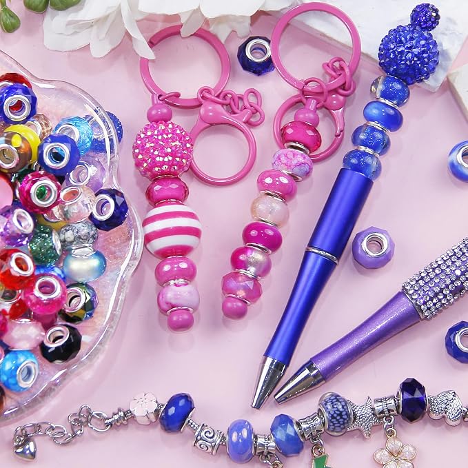 220Pcs Large Hole Beads Spacer Bead Mixed Color Assorted European Craft Big - Image 4