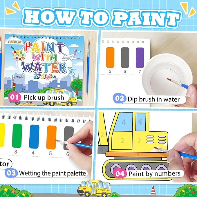 SOCOLER Paint with Water Coloring Books - Image 3