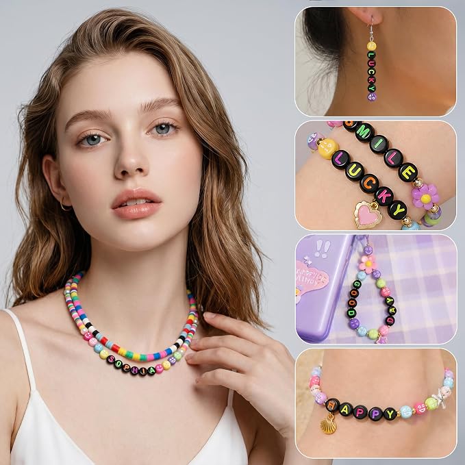 1500PCS Black Letter Beads and Mixed Emoticon Beads - Image 6