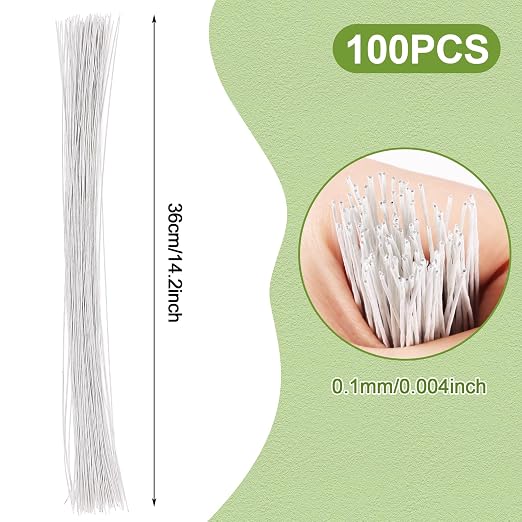 CCINEE 26 Gauge White Floral Stem Wire, 14 inch - Image 2