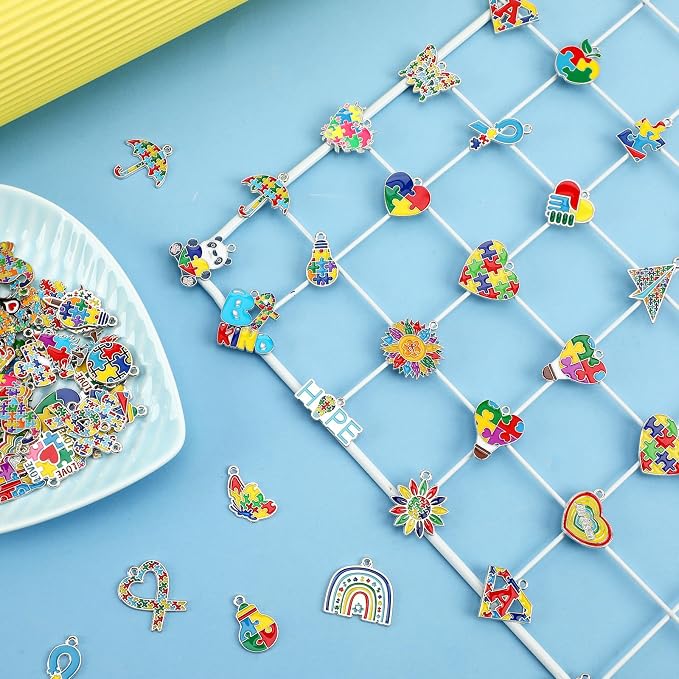 SANNIX 110Pcs Enamel Autism Awareness Charms - Image 2