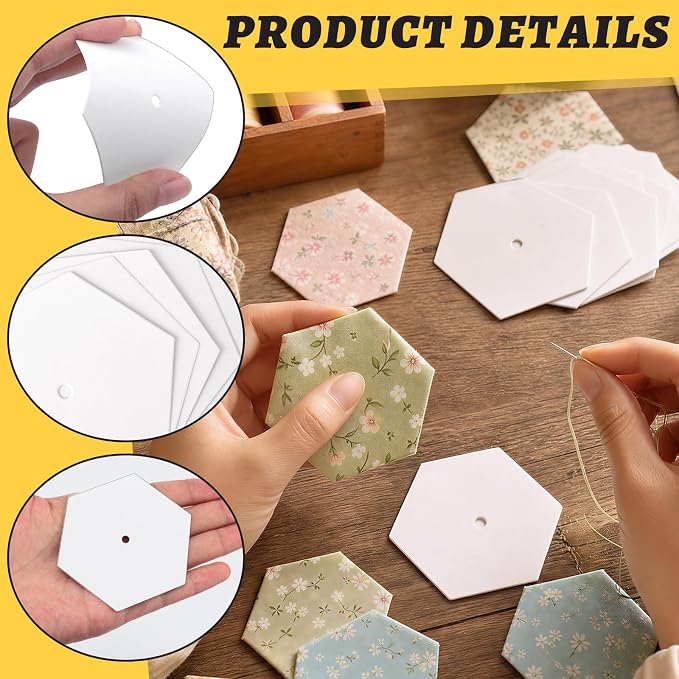 350 PCS Paper Piecing 1.5", Hexagon Quilting Templates - Image 3