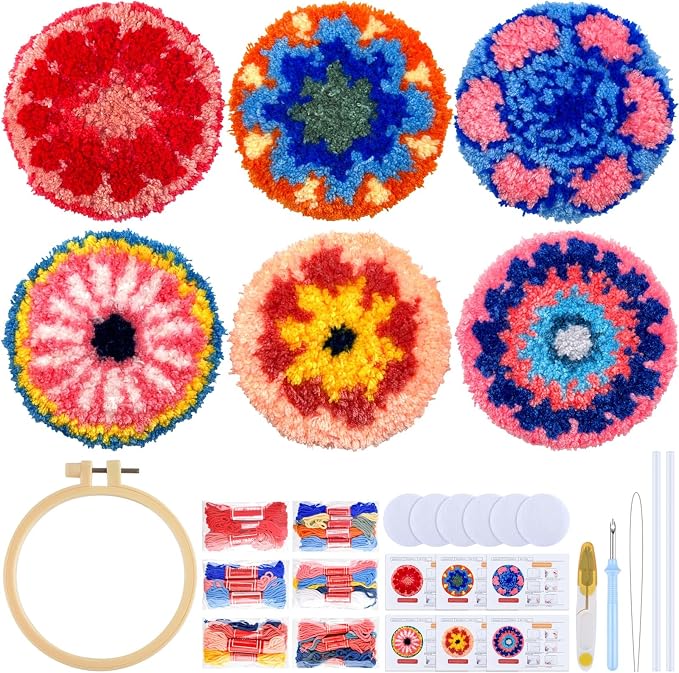 ERKOON Punch Needle Coasters Kit Adults Beginners, Needling Punching Project by ERKOON