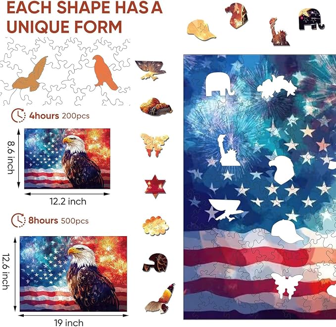 Reouinty Wooden Puzzle for Adults 500 Pieces, Eagle Wood Jigsaw Puzzles - Image 2