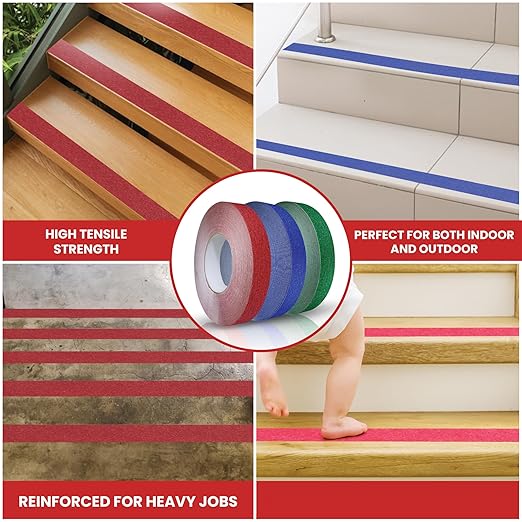 GGR Supplies T.R.U. NST-20C Red Non-Skid Tape 3 in. Wide x 60 ft. Length Safety Way 60 Grit Anti Slip Traction Tape 32 Mil No Slip
