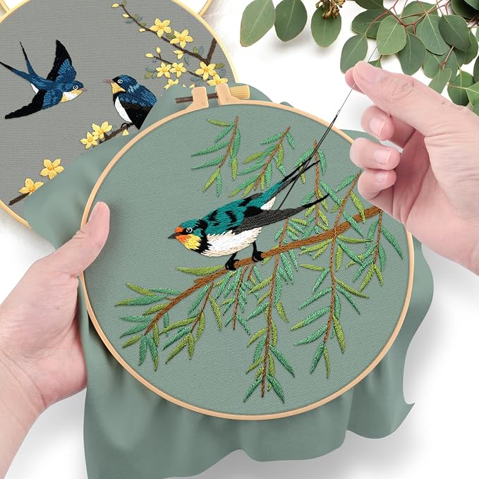 ERKOON Embroidery Kit for Beginners, 2 Set Floral Cross Stitch Set Include - Image 5