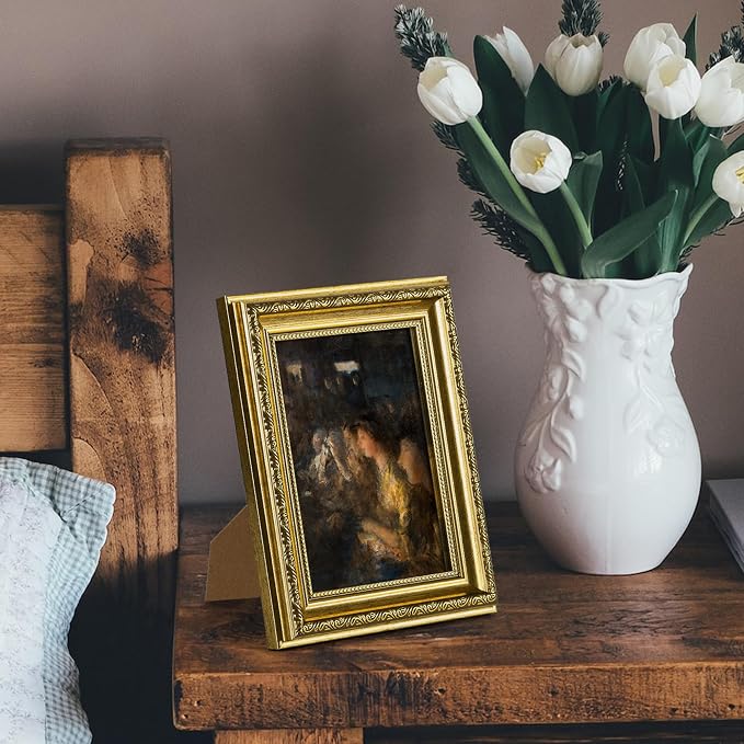 upsimples Vintage 5x7 Picture Frame, Antique Gold Frames, 2 Pack | Gold Picture - Image 2