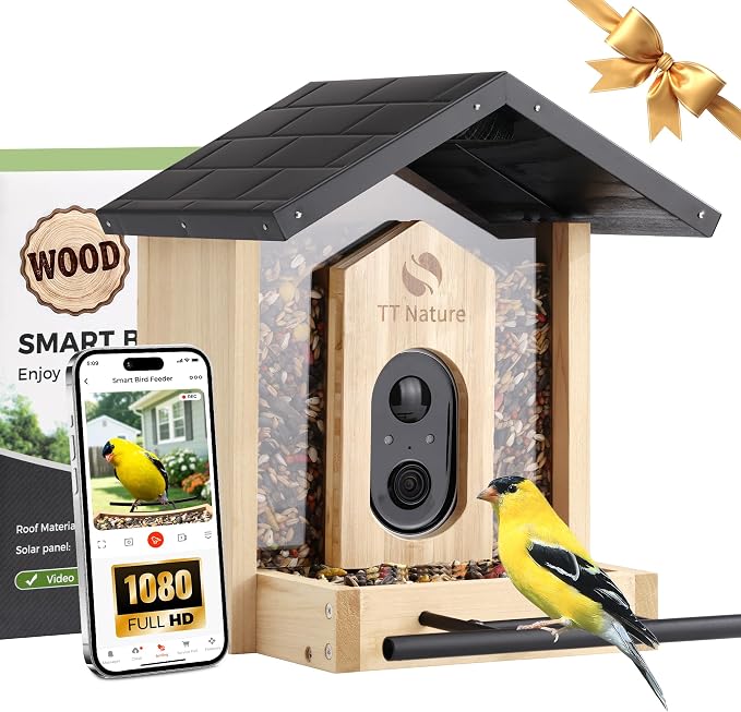 TT Nature Bird Feeder with Camera, Upgraded 1.5L Smart Birdhouse Al Identify by TTNature