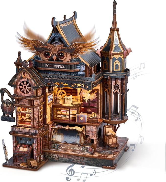 FUNPOLA LED 3D Wood Puzzle Owl Post Office, Dynamic Model by FUNPOLAHomeDecor3DPuzzles