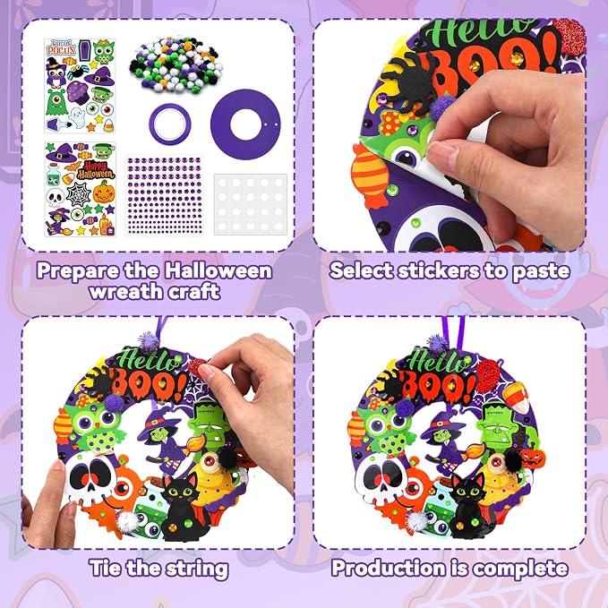 Hollowfly 48 Sets Halloween Wreath Craft Kits - Image 4