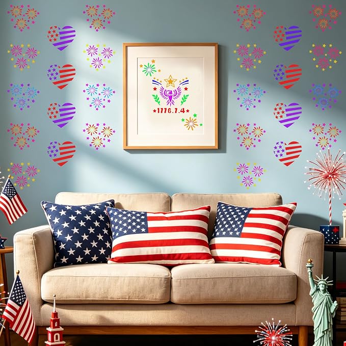 72 PCS 3x3 Inch Independence Day Stencils - Image 8