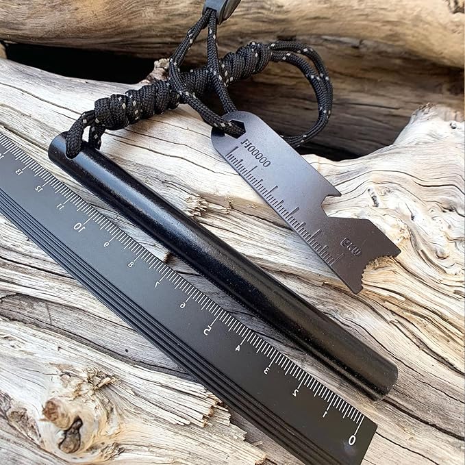 1/2"X 5" Ferro Rod Fire Starter, Drilled Flint and Steel Fire Starter Kit, Ferro Rods with Paracord Landyard Handle and Striker, Fire Starter Survival Tool for Outdoor Activity