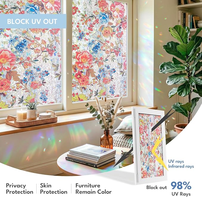 ADD.HERES Window Privacy Film, Stained Glass Decorative Static Cling, Removable - Image 4