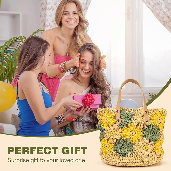 Noocro Crochet Kit for Intermediate or Advanced Level, Floral Raffia Bucket Bag - Image 7
