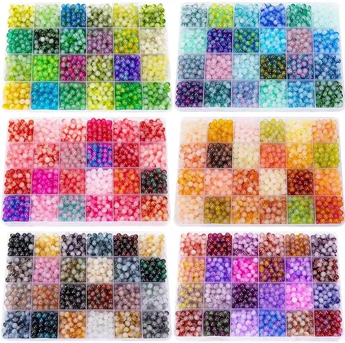 XSEINO About 7200+ pcs 6mm Glass Beads Bracelet Making Kit, 144 Assorted by XSEINOiscreating%EF%BC%81