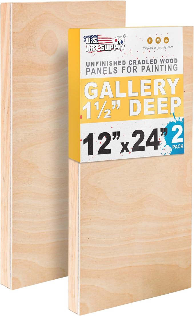 U.S. Art Supply 12" x 24" Unfinished Cradled Wood Panels by USArtSupply