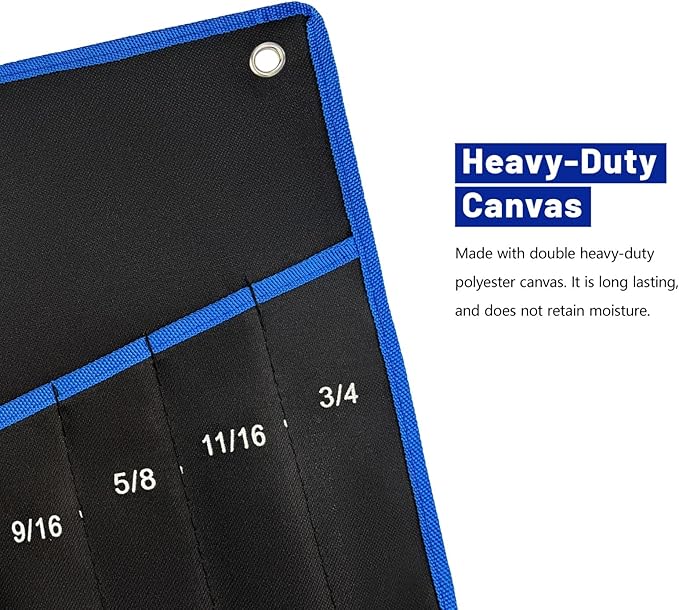 2-Pieces Roll Up Wrench Pouch SAE, Heavy Duty Canvas Tool Wrench Organizer Bag 7+13 Pockets (Only Pouch)