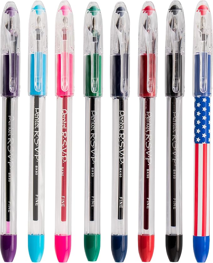Pentel RSVP Ballpoint Pen, Fine Line, Box of 12 - Image 7