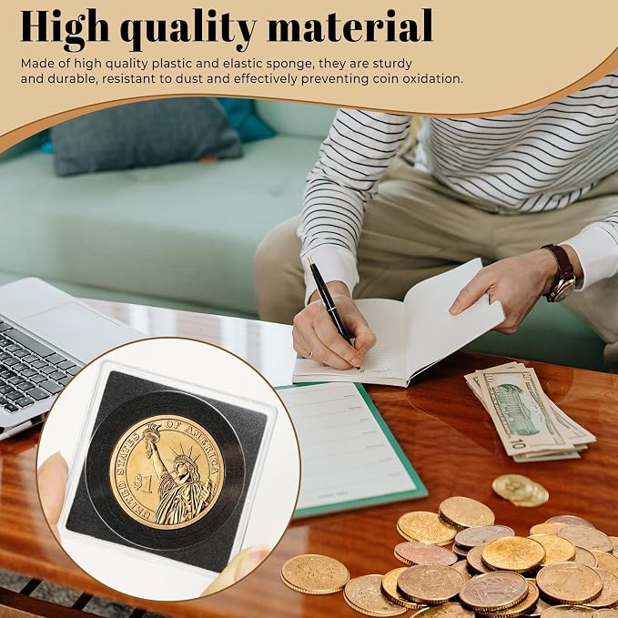 80 Pcs Adjustable Acrylic Coin Holder, Coin Collection Cases - Image 5
